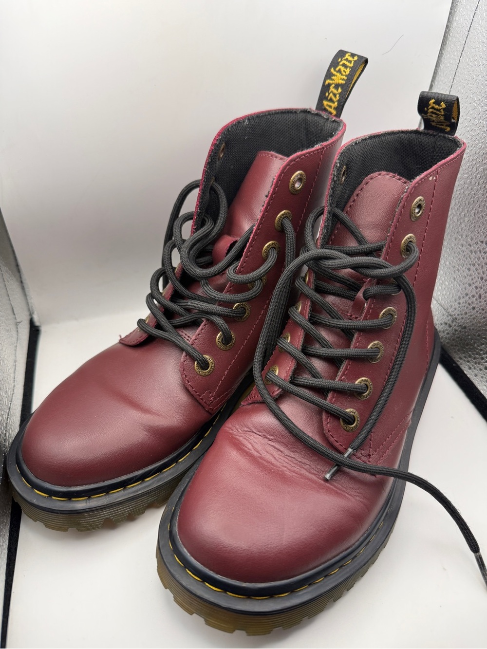 Dr. Martens Women's Lace-Up Boots in Wine - Picture 2 of 5